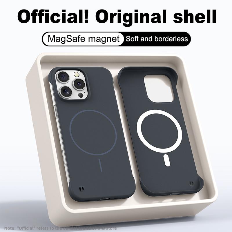 Роскошный безрамочный тонкий чехол для телефона Magsafe для iPhone 16E 15 Pro 14 Pro Max 13 12 Беспроводная зарядка Ударопрочный Магнитный Жесткий ПК Бампер