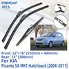 3PCS For KIA Picanto SA MK1 Hatchback 2004-2011 22"+16"+12" Front Rear Wiper Blades Windshield Windscreen Window Cutter Accessories 2008 2009 2010