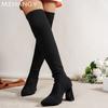 High Heels Women Over-the-Knee Boots Chunky Shoes Fashion Elegant Pumps Winter 2024 New Trend Weave Chelsea Snow Botas Mujer