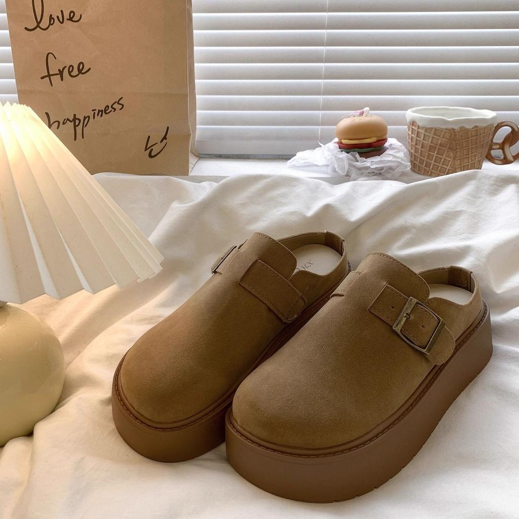 Увеличение роста верхняя одежда ленивые педали обувь Boken ретро французская платформа Boken сумка голова тапочки 2025 осень новинка