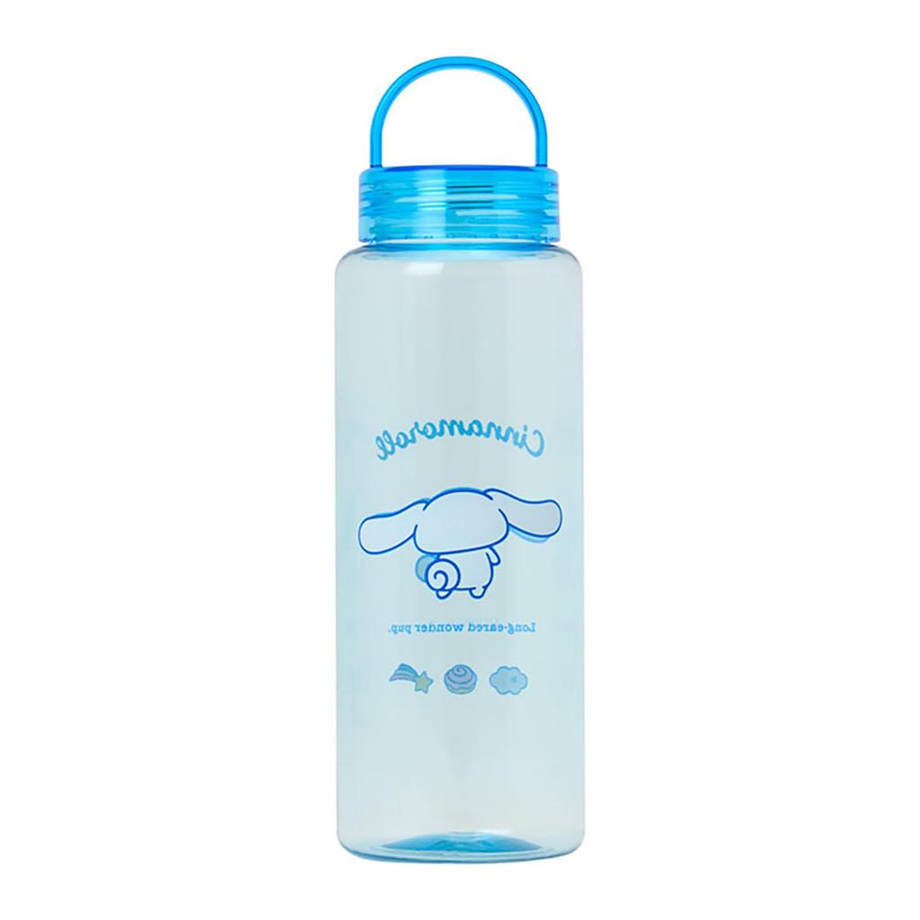 Sanrio Clear Bottle with Cinnamoroll Body and Saturated Polyester Silicone Direct Drinking Cold Water Product 065765 Handle, Design, Lid Resin,