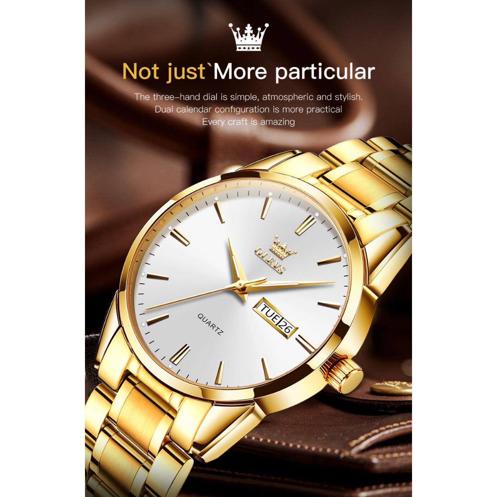 OLEVS Новые деловые и развлекательные кварцевые часы со стальным ремешком, многофункциональные водонепроницаемые светящиеся мужские часы