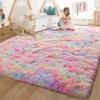Fluffy Runner Rugs for Bedroom Living Room Soft Shag Rug Tie-Dye Gradient Silk Wool Carpet Soft Plush Area Carpet