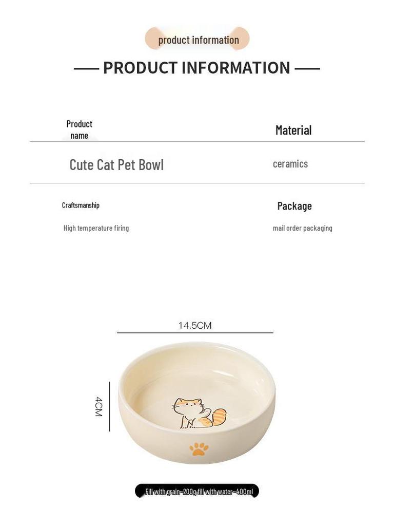 Скидка для новичков: Миска для кошек и собак из милой керамики с защитой от опрокидывания - Дизайн против черного подбородка