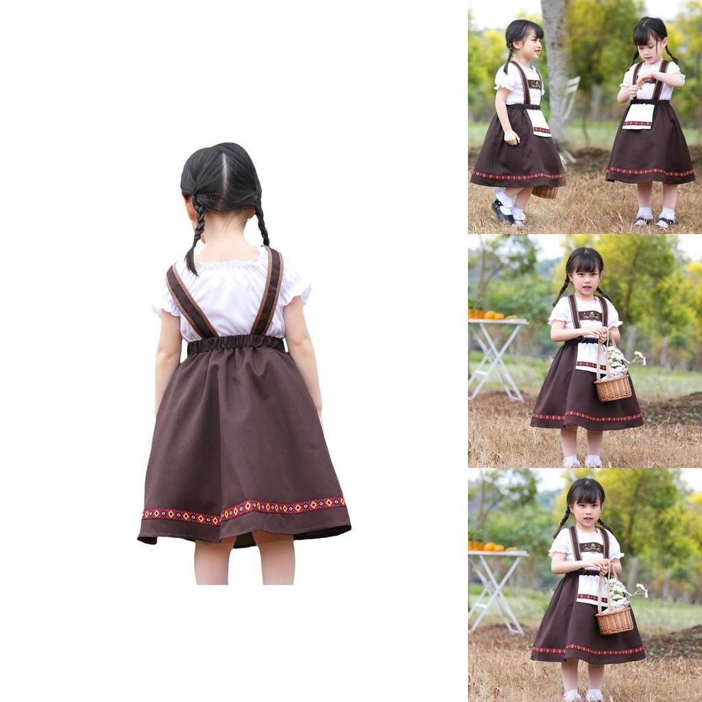 Традиционный этнический костюм баварской девушки с вышивкой для детских сценических выступлений