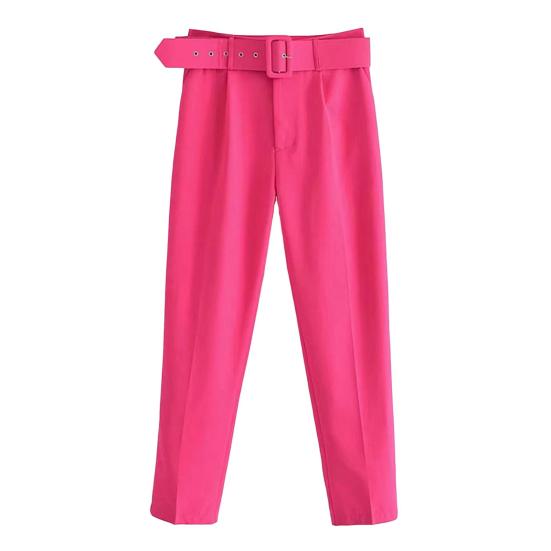 Женские брюки Yousheng, прямые, с высокой талией, длинные брюки с карманами, однотонные повседневные рабочие брюки