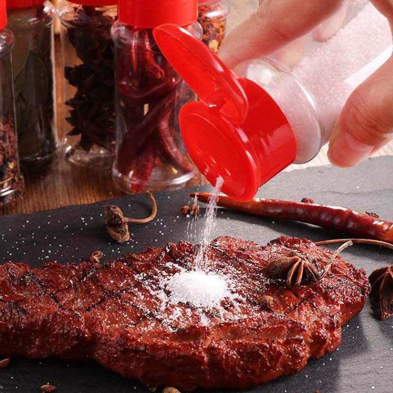 5Pc Plastic Spice Salt Pepper Shakers Seasoning Jar Bbq Condiment Vinegar Bottle