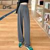 Women Suit Pants Straight Wide Leg Loose High Waist Solid Color Formal OL Commute Full Length Fasten Tape Adjustable Waist Lady Formal Trousers