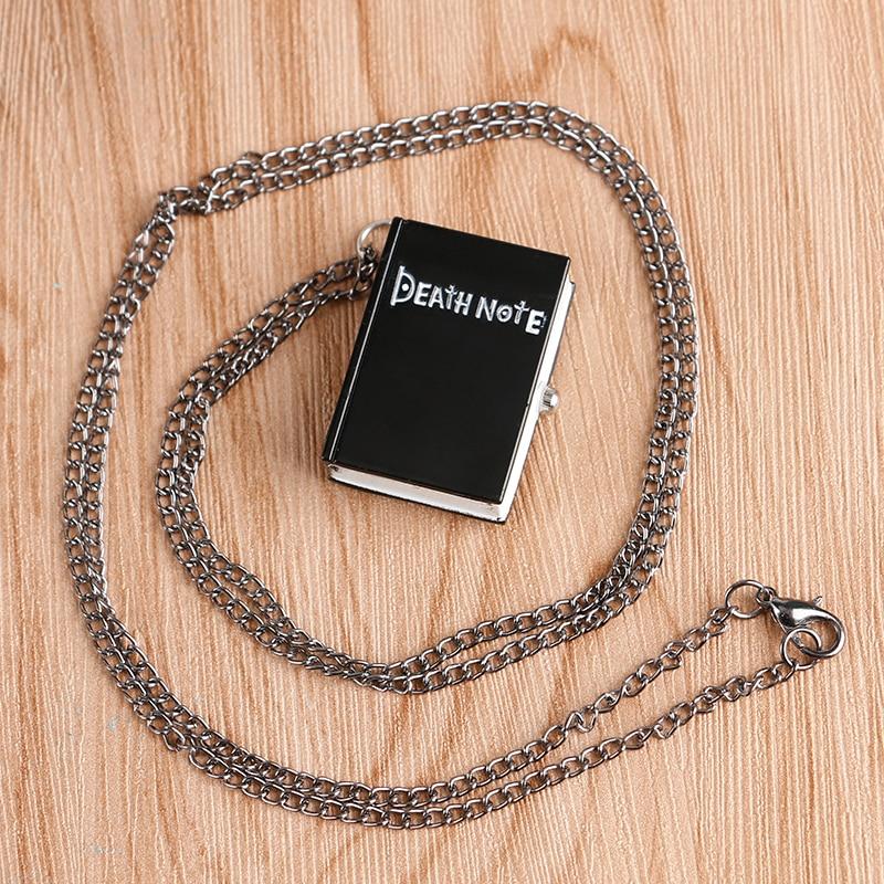 Anime Death Note Shape Black Suqare Quartz Pocket Watch