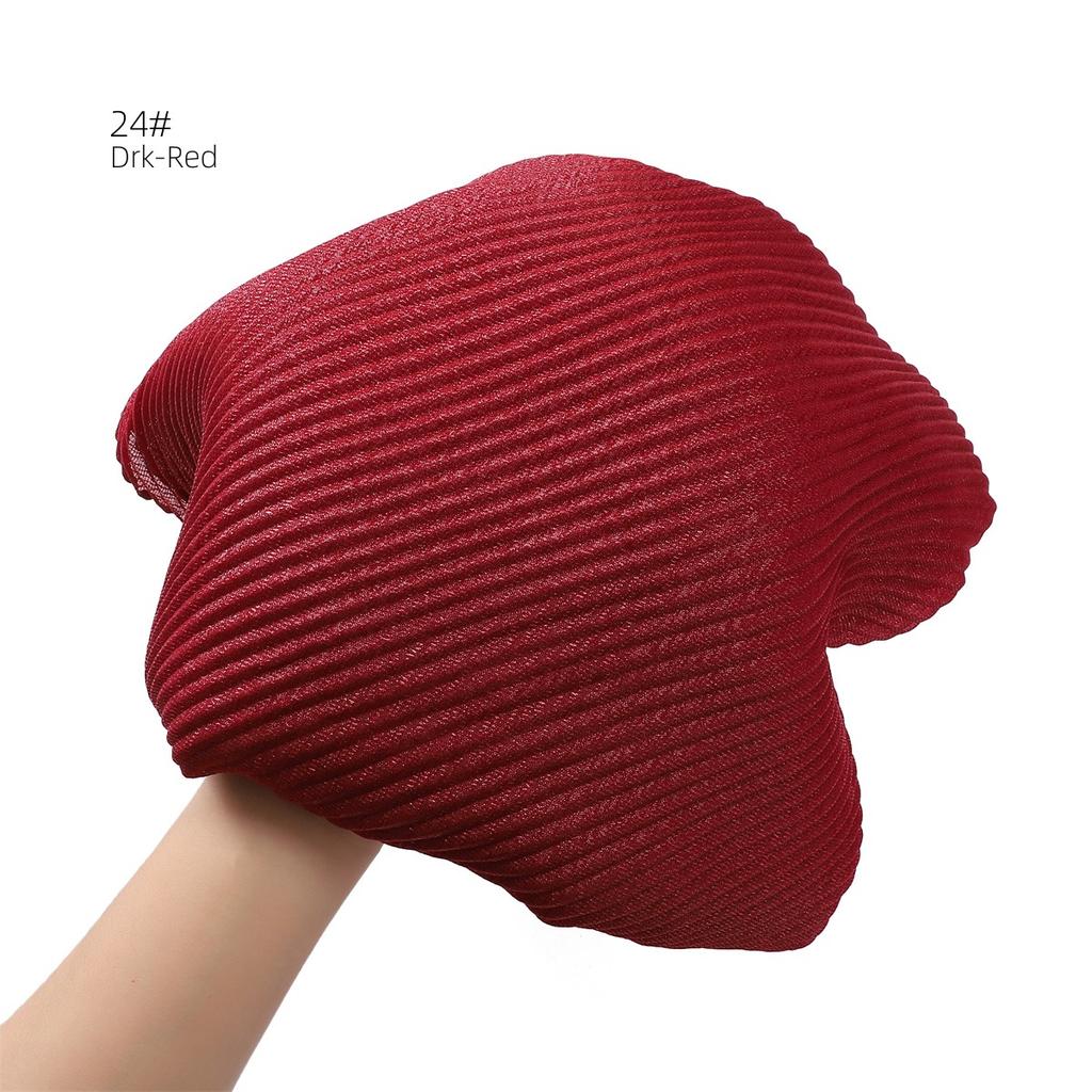 High Quality Breathable Women's Shiny Pleated Hijab Scarf Fashion Polyester Golden Sliver Crinkle Head Wraps Islamic Turban