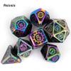 7 шт. красочные зубчатые колеса, металлические кубики, набор твердых металлических многогранных кубиков, подходящий для ролевой игры, настольной игры, карточной игры