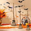 Halloween Floating Broom 43.5 Inches Tall Magical Animated Witch Broomstick Sound Touch Activated Haunted Dancing Broom for Indoor Party Home