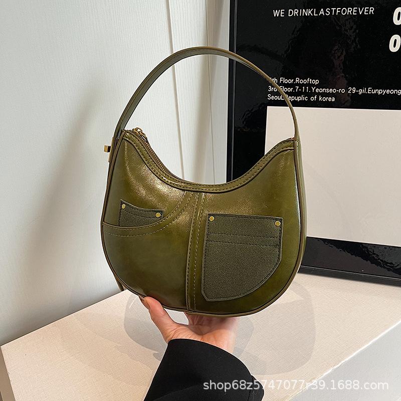 European and American retro underarm bag women's new niche fashion versatile crescent bag high-end single shoulder handbag tide