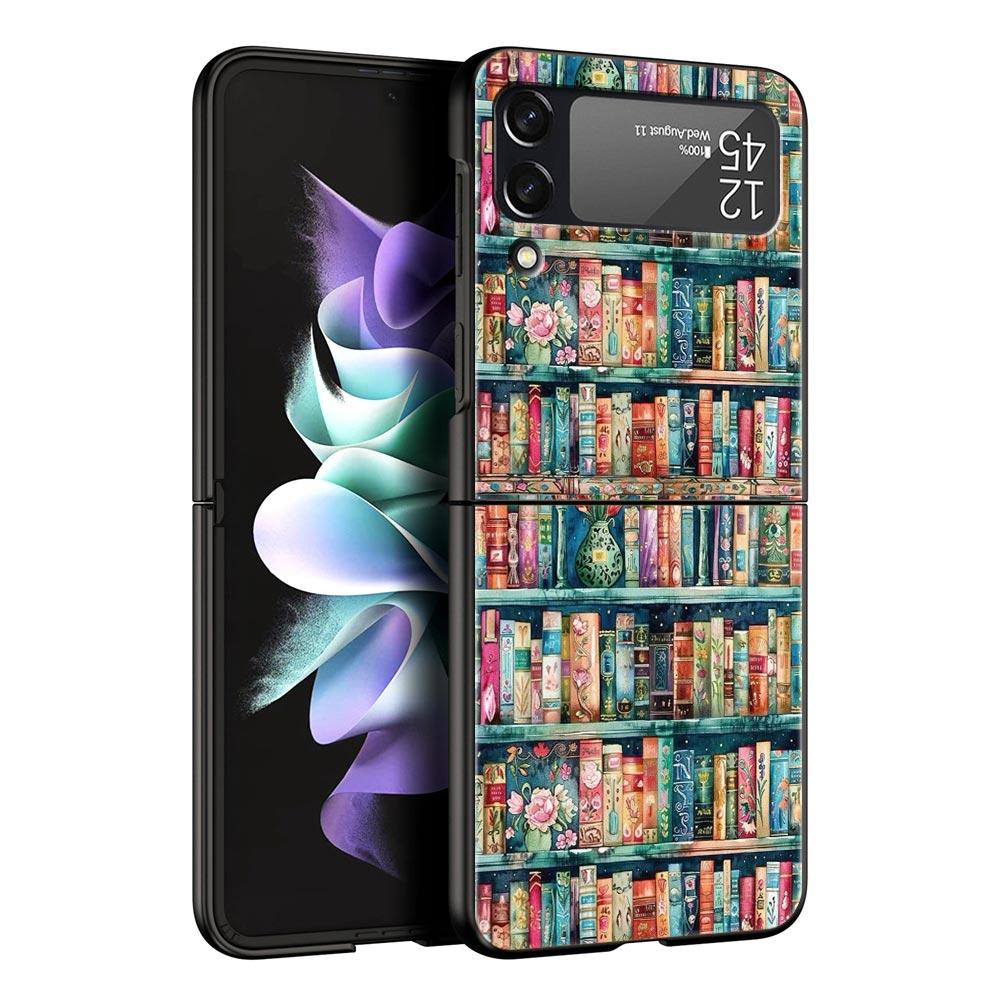 Чехол для телефона Samsung Galaxy Z Flip 3 4 5 6 Складной Черный Корпус Иллюстрация Чтение Книг Для Samsung Z Flip4 Flip5 ПК Жесткая Крышка