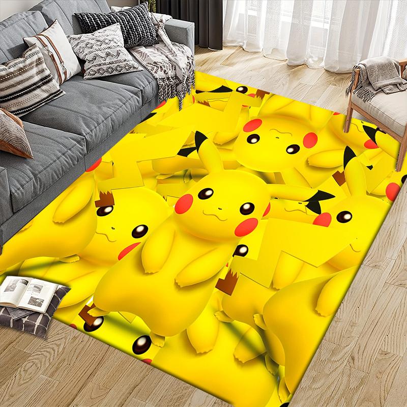 Pikachu Square Area Rug, Non-Slip Floor Mat for Home Office, Perfect Gift for Pikachu Fans.chl