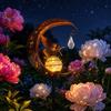 Солнечный светильник «Лунная колибри», Месяц из металла с шаром из кракле-стекла, Колышек для сада, Солнечный светильник для дорожки, Сада, Патио, Газона, Уличный декор