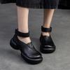 Fashion GKTINOO Thick Sole Pumps Versatile Genuine Leather Retro Women's Shoes 2025 Spring New Round Toe High Heel Platform Shoes