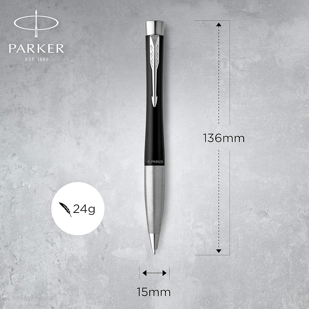 PARKER S0735810 Шариковая ручка Parker, Urban Матовый черный CT, Средний стержень, Масляный тип, В подарочной упаковке