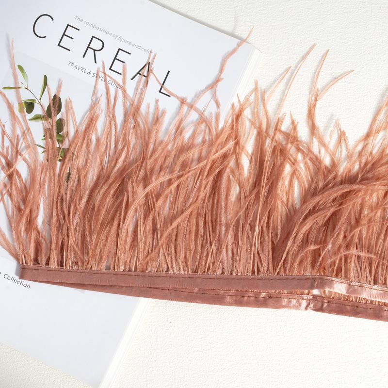 Decorative Feather Cloth Strip 10-15Cm Ostrich Hair Cloth Edge Dress Cuffs Latin Dance Skirt Diy Clothing Accessories