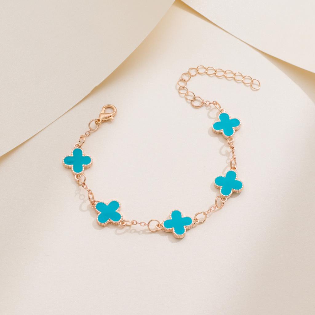 Five Flowers Four-leaf Clover Bracelet Women Senior Sense of Light Luxury Exquisite Double-sided Mother-of-pearl Hand Jewelry