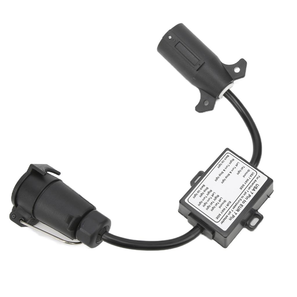 Trailer Connector American 7 Pin Blade to European 7 Way Round for Caravan Boat Bike Carriers