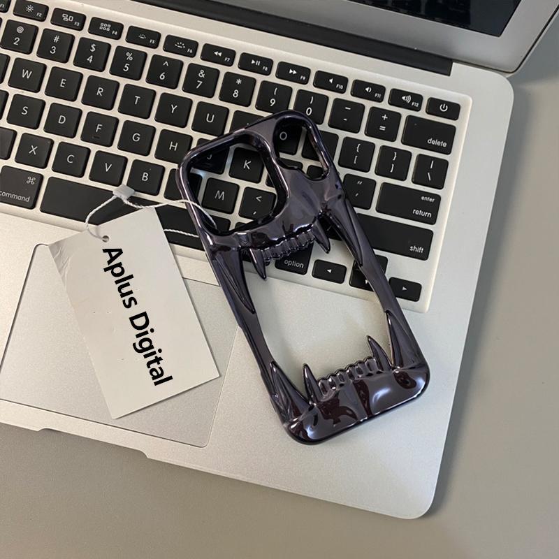 3D матовый чехол-клетка 'Клык тигра' для iPhone 16E 16 1 14 Plus 13 12 11 Pro Max, противоударный, с покрытием, мягкий