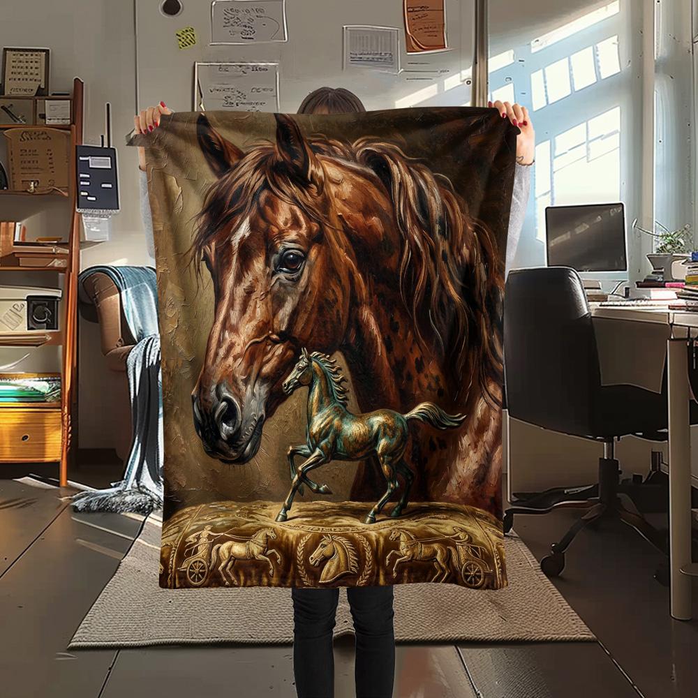 1Pc Indian Chief Painting Print Flannel Blanket High Quality Warm Comfortable Cover for All Seasons Perfect for Gifts Home Decor