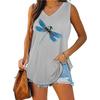 Women Summer Dragonfly Printed V-neck Swallowtail Sleeveless Vest