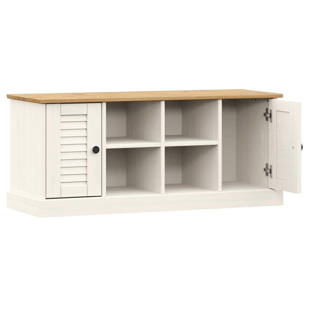 VIGO Shoe Bench White 106 x 35 x 45 cm Solid Pine Wood