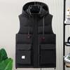 Plus Size Sleeveless Parkas Man New Fashion Men's Winter Coat Korean Style Thick Warm Hooded Vest with Big Pockets
