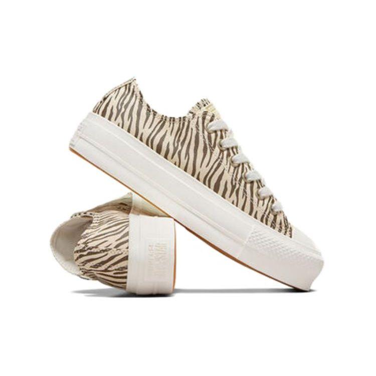Converse Chuck Taylor All Star Lift Low Женские кроссовки с зебровым принтом Кремовые Egret Engine-Smoke A10959C
