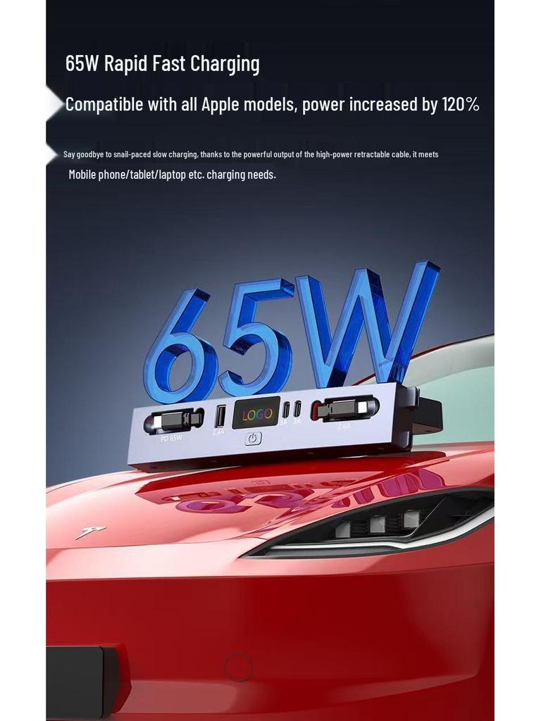 Расширительный док-порт Tesla Model 3/Y с быстрой зарядкой PD, многофункциональное автомобильное зарядное устройство