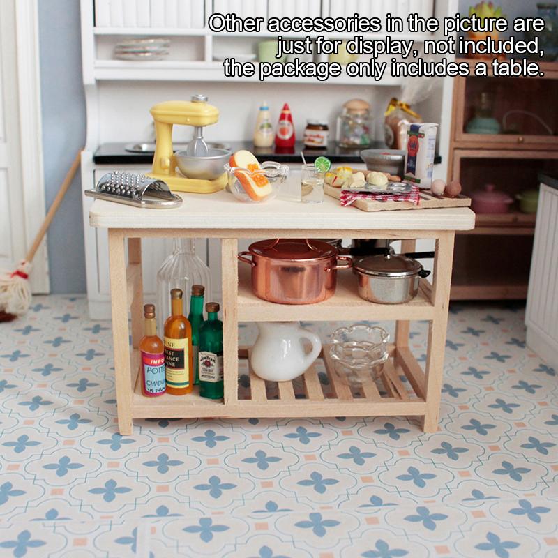 1:12 миниатюрных столиков для кукольного домика, обеденный стол, многоуровневый стол для хранения вещей с мебелью для подсоединения, модель кухни, декоративная игрушка