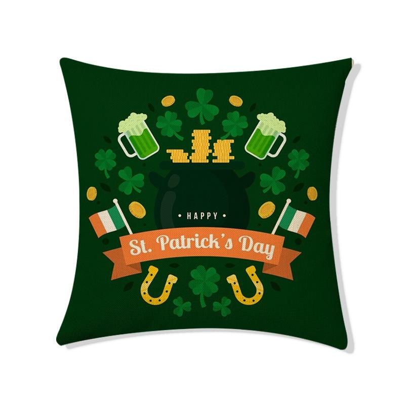 St. Patrick's Day Pillow Home Waist Pillow Four-leaf Clover Sofa Cushion Cover Pillow Cover