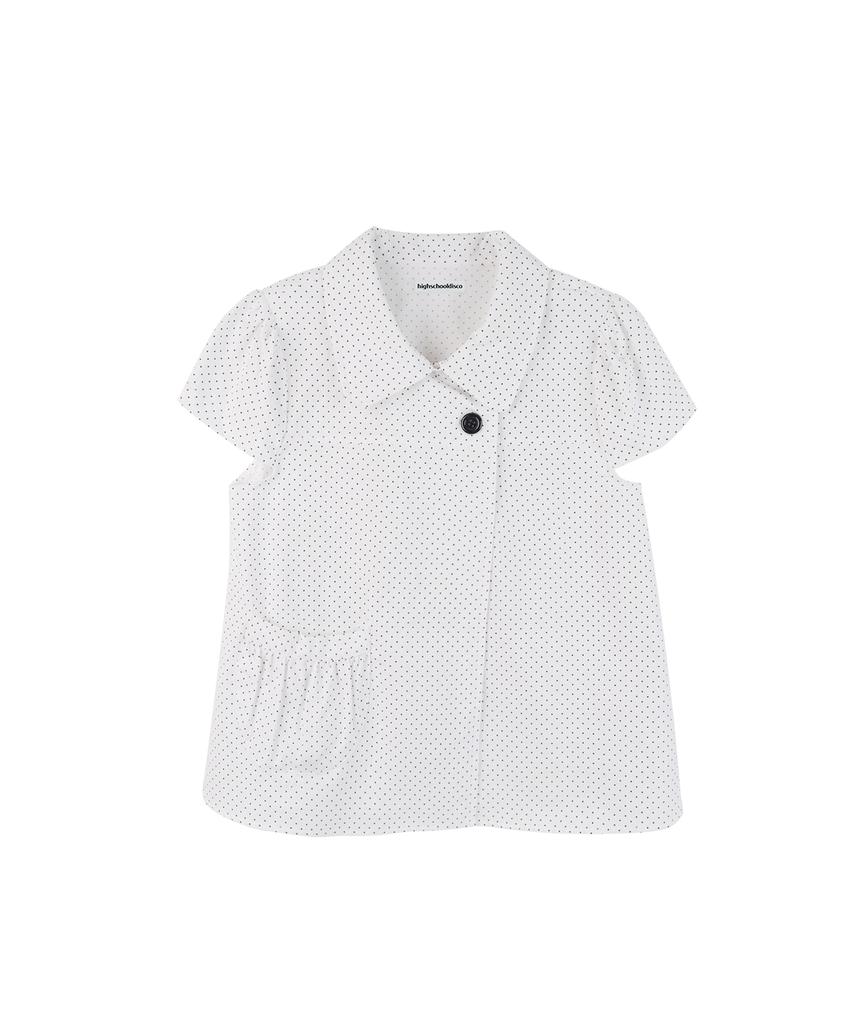 HIGH SCHOOL DISCO Dot Button Puff Sleeve Blouse_White