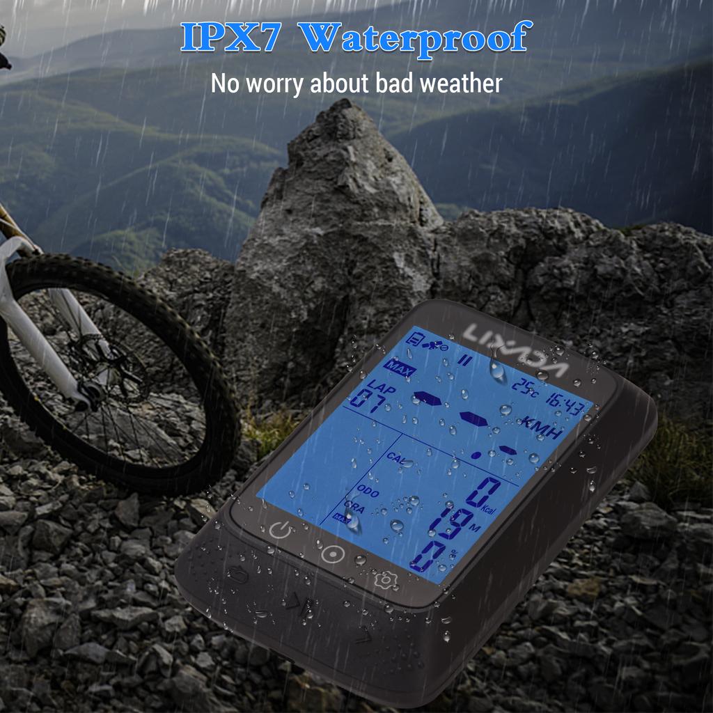 Bike Computer GPS Wireless Waterproof ANT+ Sensor and BT 2.3in Altitude Gradient Heart Rate