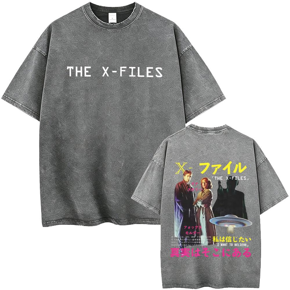Washed Vintage Movie The X Files All The Taglines The Truth Is Out There Graphic Tshirt Mens Women Casual Cotton Retro T Shirt