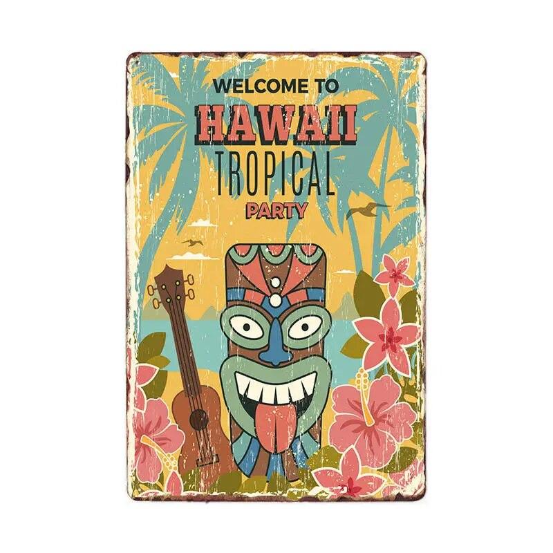 Винтажный постер для серфинга, летний жестяной знак для тики-бара, старый ржавый пляжный бар, ретро ржавая доска, металлические знаки 20x30 см