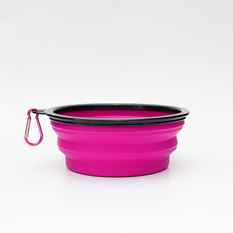 Collapsible Pet Silicone Dog Food Water Bowl Outdoor Camping Travel Portable Supplies Dishes with Carabiner Pet Supplies Cat and Dog Universal Basin