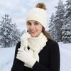 3Pcs/Set  Scarf Hat Gloves Set Cold Proof Pullover Cap Versatile Woolen Hat  Daily