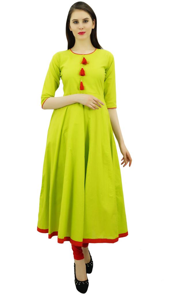 Bimba Женское дизайнерское этническое платье-курти Anarkali Kurta с кисточками