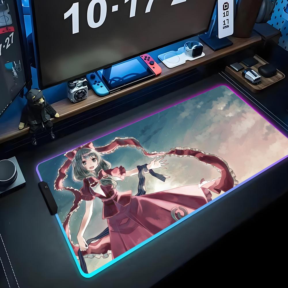 Hina Touhou Коврик для мыши RGB Игровой коврик для мыши Большой светодиодный коврик Настольный коврик для ПК Светящийся коврик для мыши Большие коврики для клавиатуры Настольный ковер с подсветкой