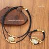 2 шт./компл. винтажный металлический овальный браслет из искусственной кожи с ожерельем для женщин, модный золотой серебряный цвет, двухслойная цепочка, комплекты ювелирных изделий