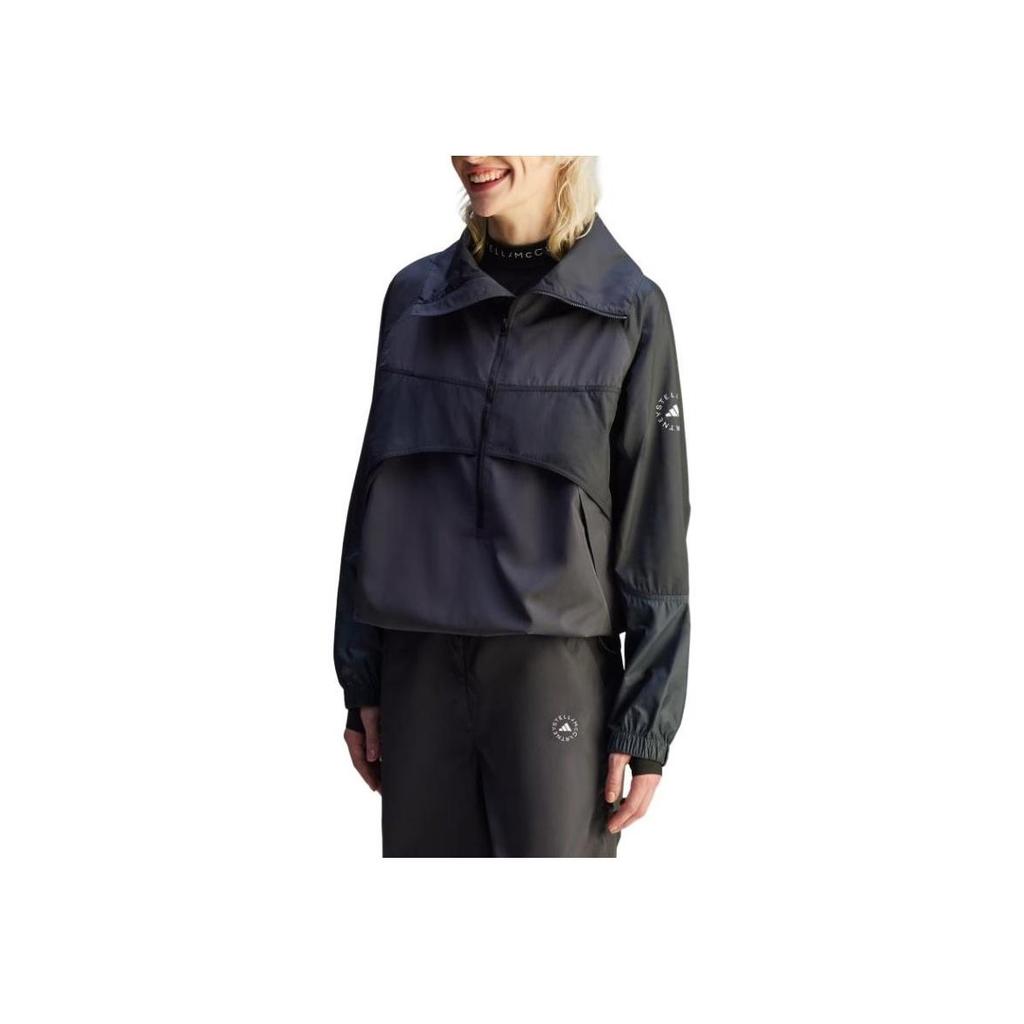 adidas X Stella McCartney Однотонная куртка с воротником-стойкой, на молнии, свободного кроя, с длинным рукавом, женская, черная JG1066