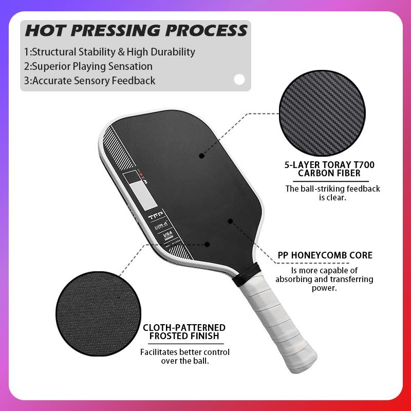Matte Carbon Fiber Pickleball Paddle Set 4th Gen Core Thermoformed Pro Tournament Kit