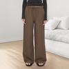 2025 Осень и Зима Новая Мода Однотонные Повседневные Универсальные Женские Брюки Прямого Покроя на Кулиске