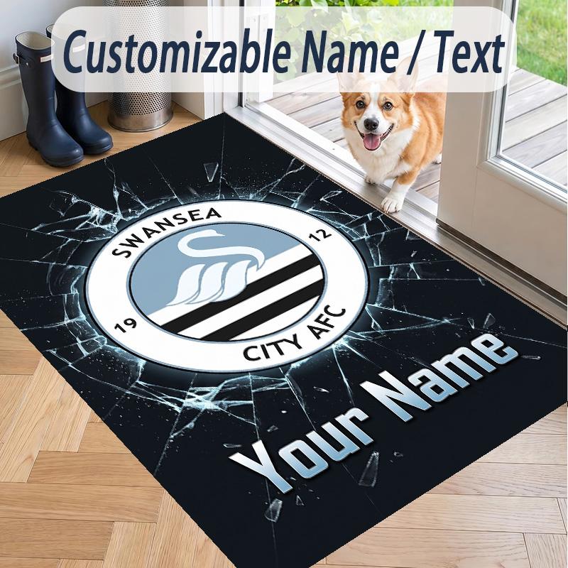 Custom Text Printed Rug Swansea City FC Non Slip Floor Carpet For Home Room Decor