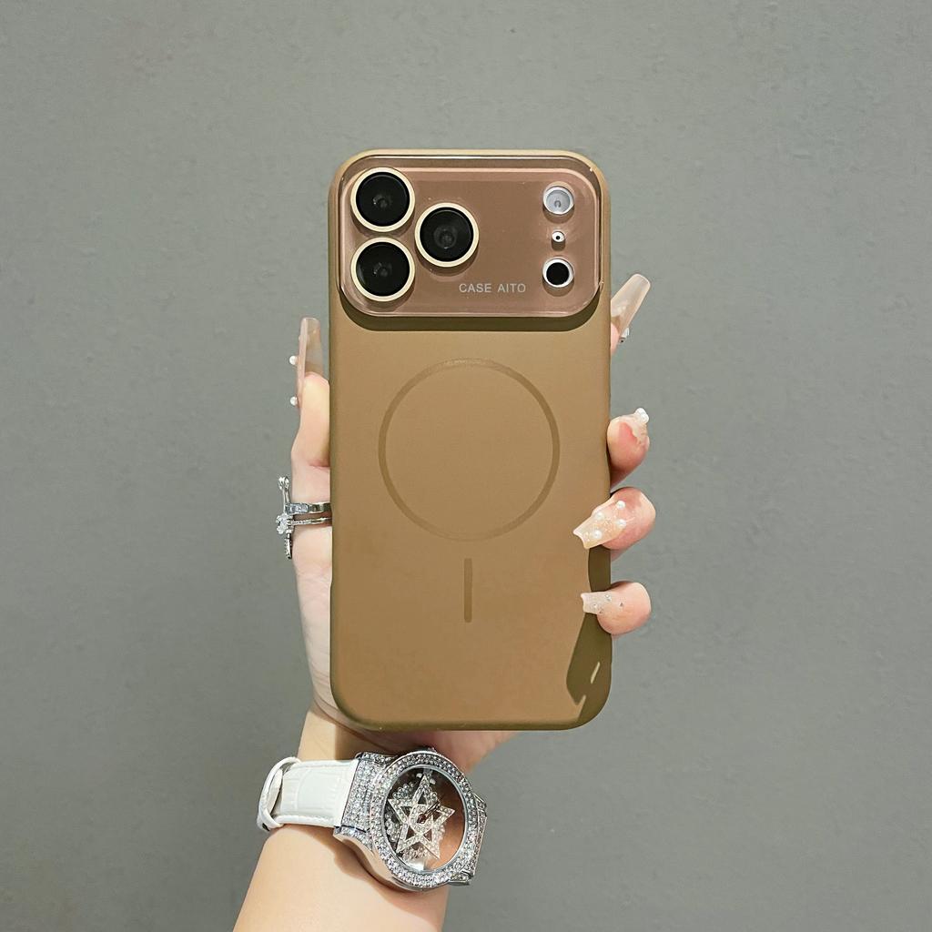 Чехол с большим окном из жидкого силикона с магнитами для iPhone 17 Air 16 15 14 13 Pro Max Для беспроводной зарядки Magsafe Матовый защитный чехол
