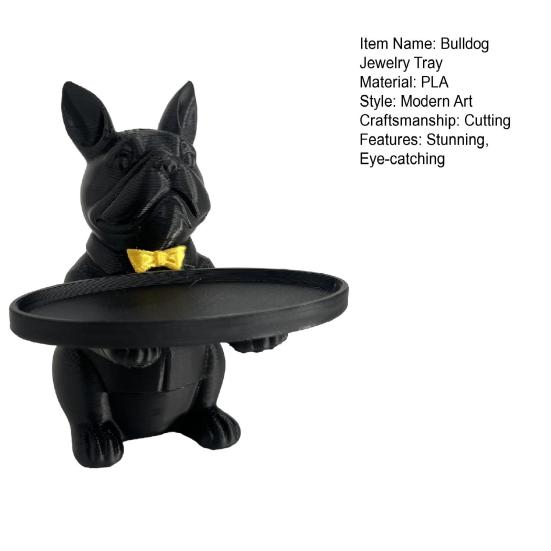 French Bulldog Statue Tray Organizer for Keys Candy Jewelry Earrings Modern Art Dining Table