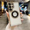 S25 S24 Ultra Luxury Plating Magnetic Wireless Charge Case For Samsung Galaxy S23 Plus S22 S 25 24 Clear Lens Protection Cover